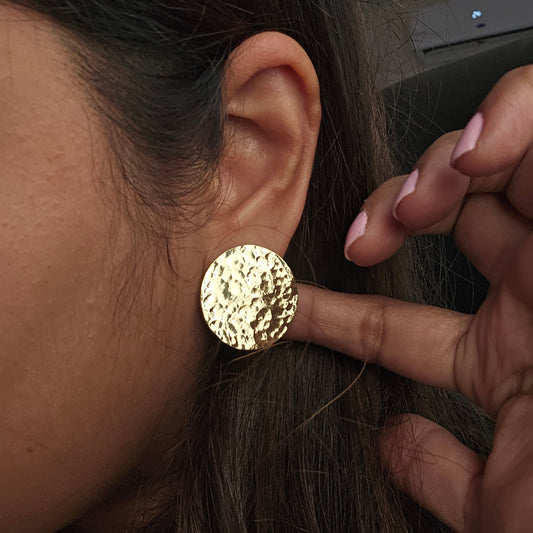 Circle Stud Mini (Hammered) Earrings