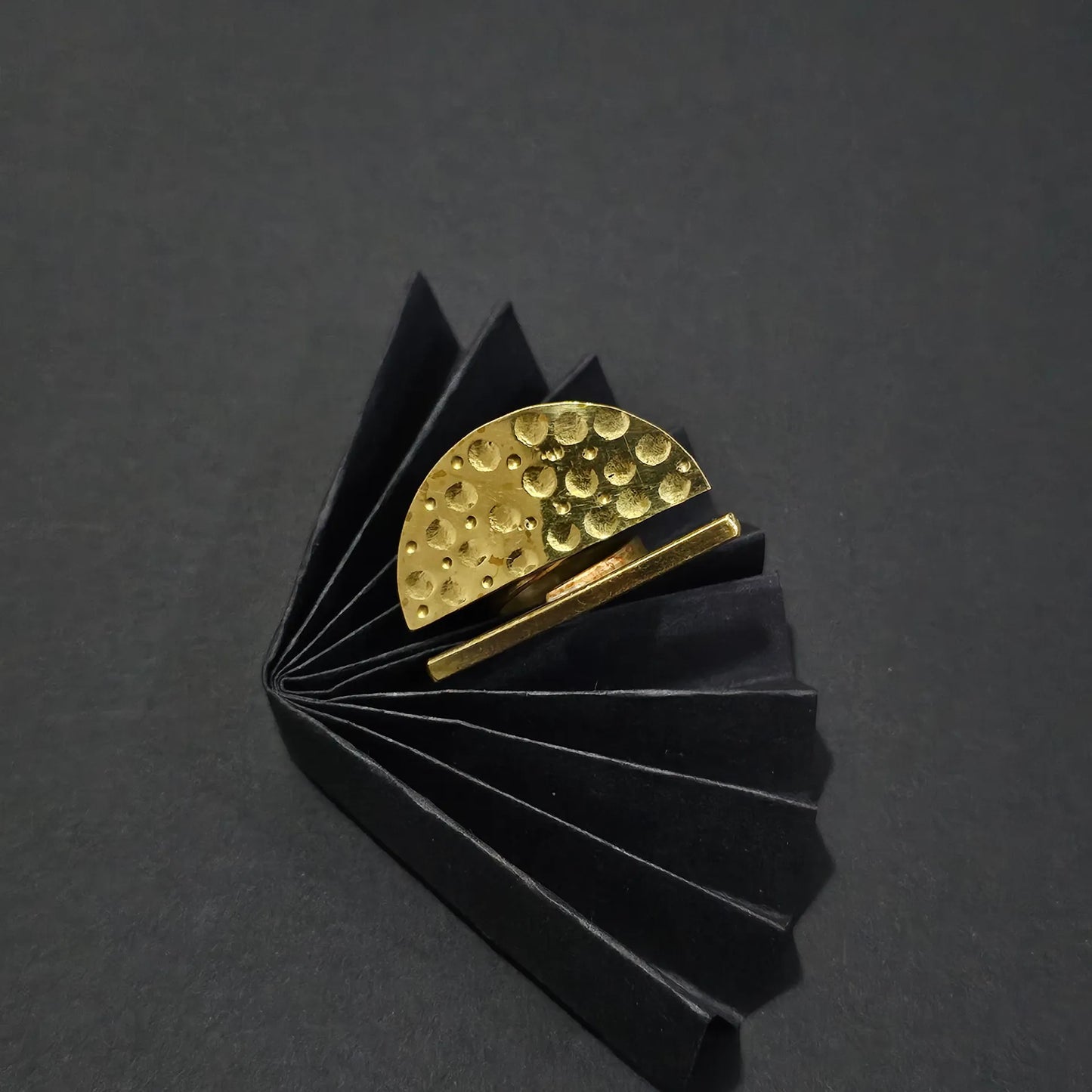 Semi Circle Hammered Ring