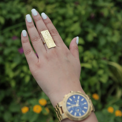 Rectangle Hammered Ring