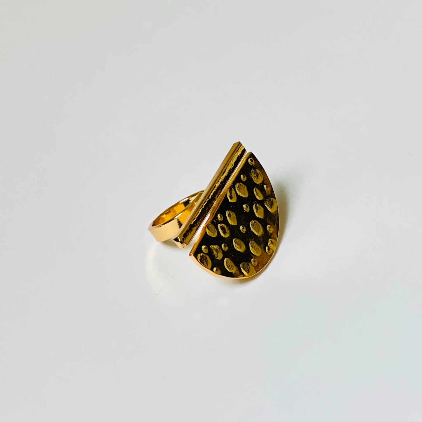 Semi Circle Hammered Ring