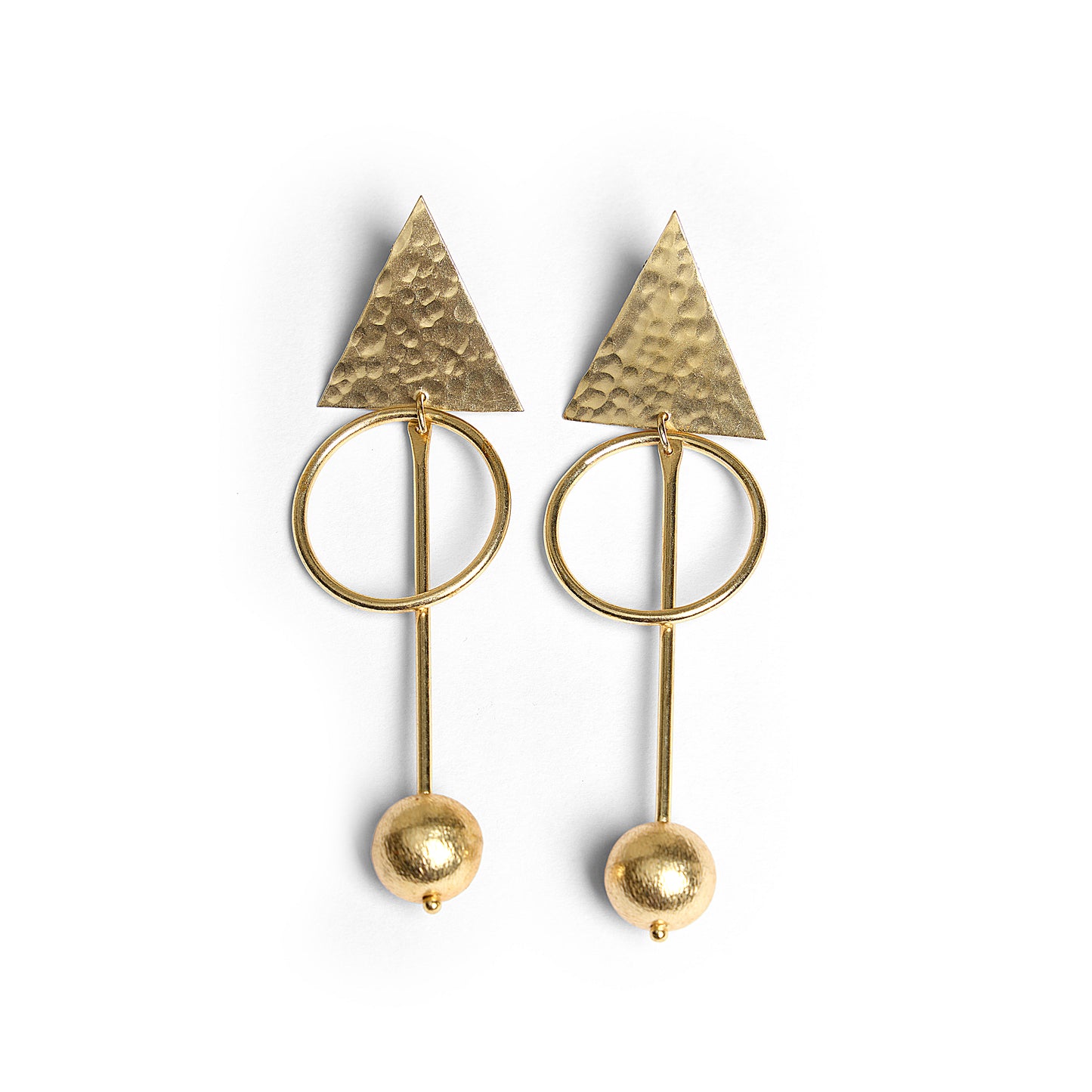 ball triangle hanging earrings