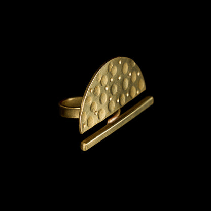 semi-circle hammered ring