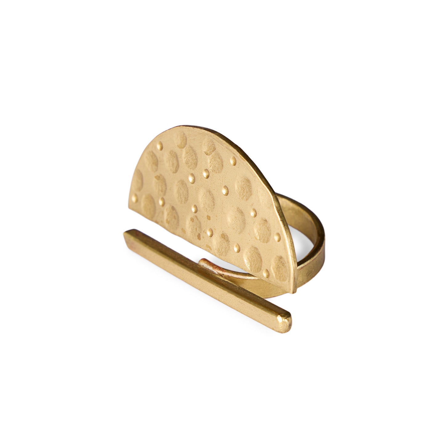 semi-circle hammered ring